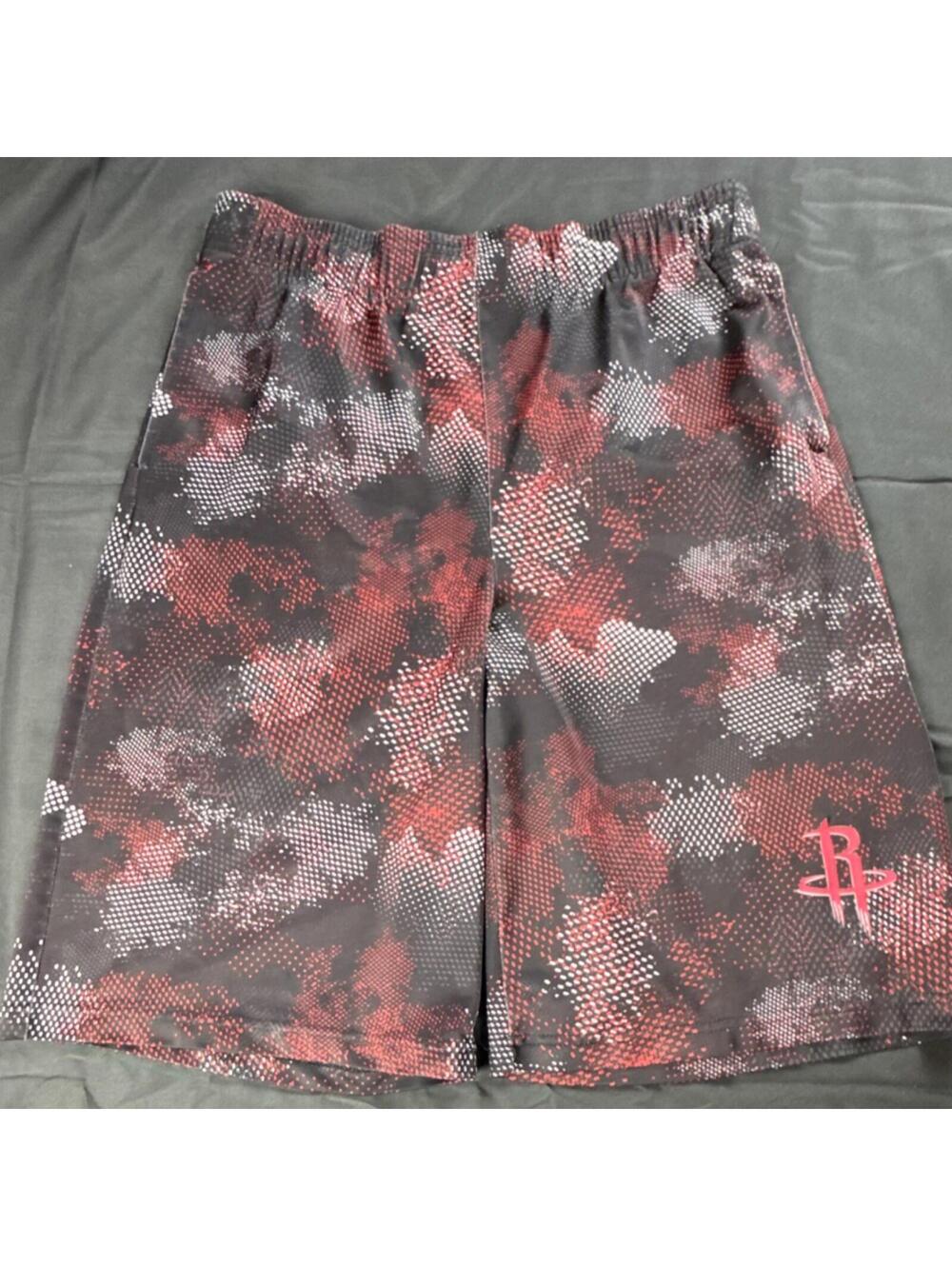 UNK NBA Houston Rockets Graphic Shorts Mens Size M Black Red Gray Licensed